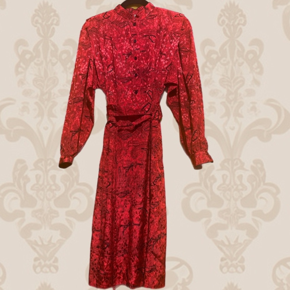 VINTAGE PSYCH PRAIRIE DRESS RED AND BLACK PAISLEY PRINT